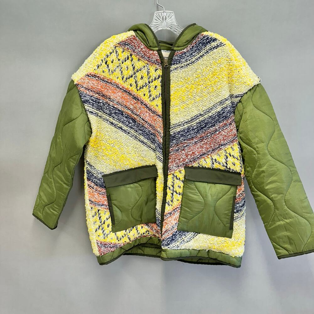 Pilcro Baja Knit & Quilted Puffer Liner Coat Size XS Boho Oversized Boxy - Picture 13 of 16